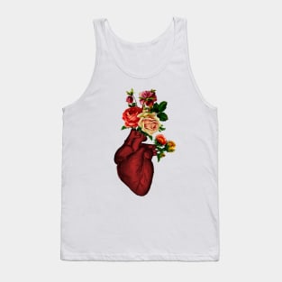 Floral Heart - Realistic Heart Tank Top